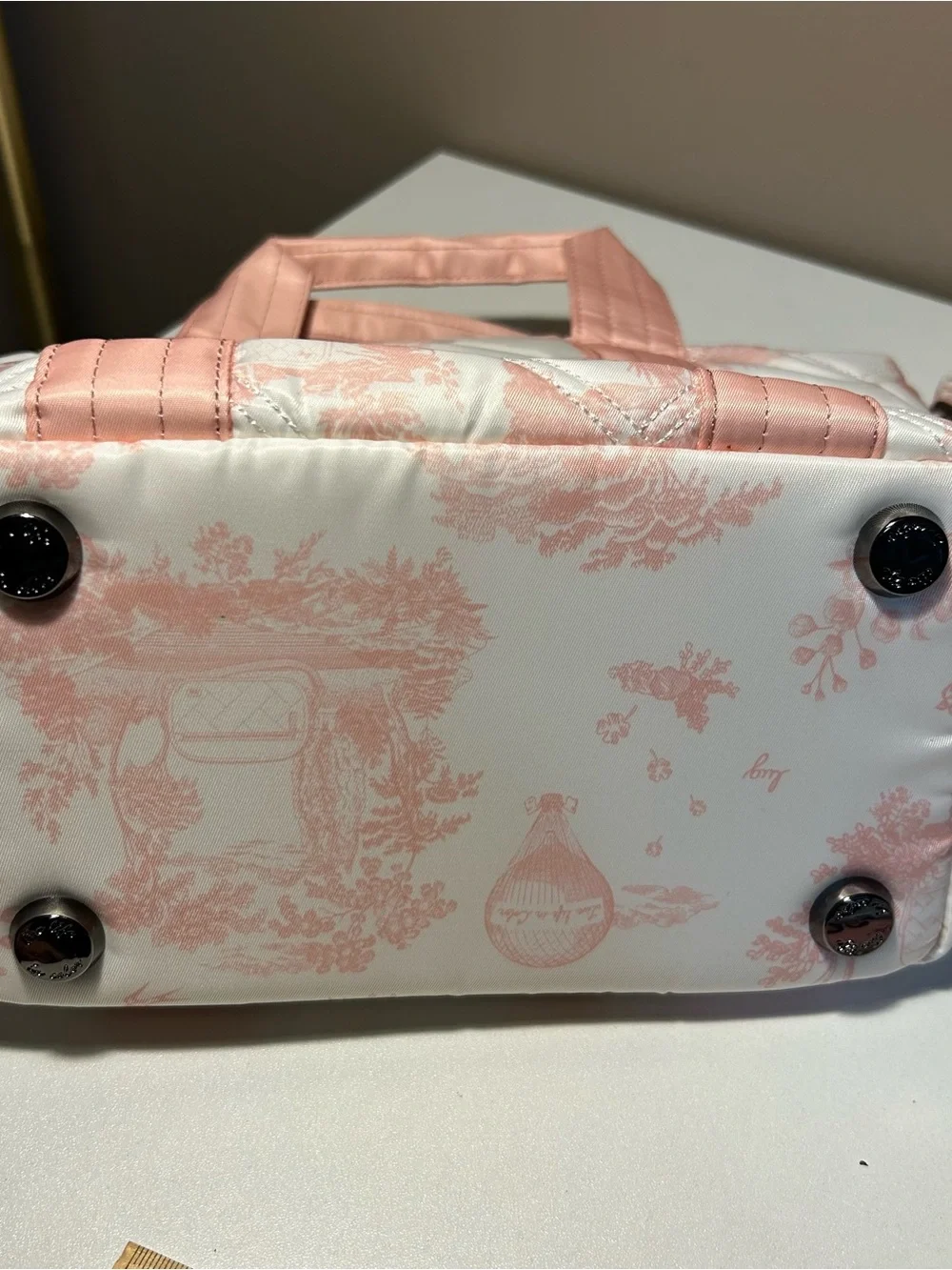 Lug Dory LE Pink Storybook Quilted Tote Bag Crossbody Nylon NWOT